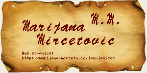 Marijana Mirčetović vizit kartica